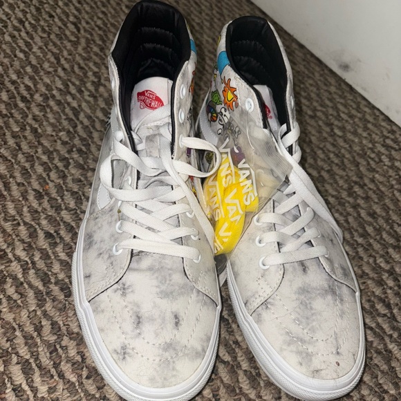 Men’s Vans Smiley Face Marble Gray High-Top Sneakers - Picture 1 of 4
